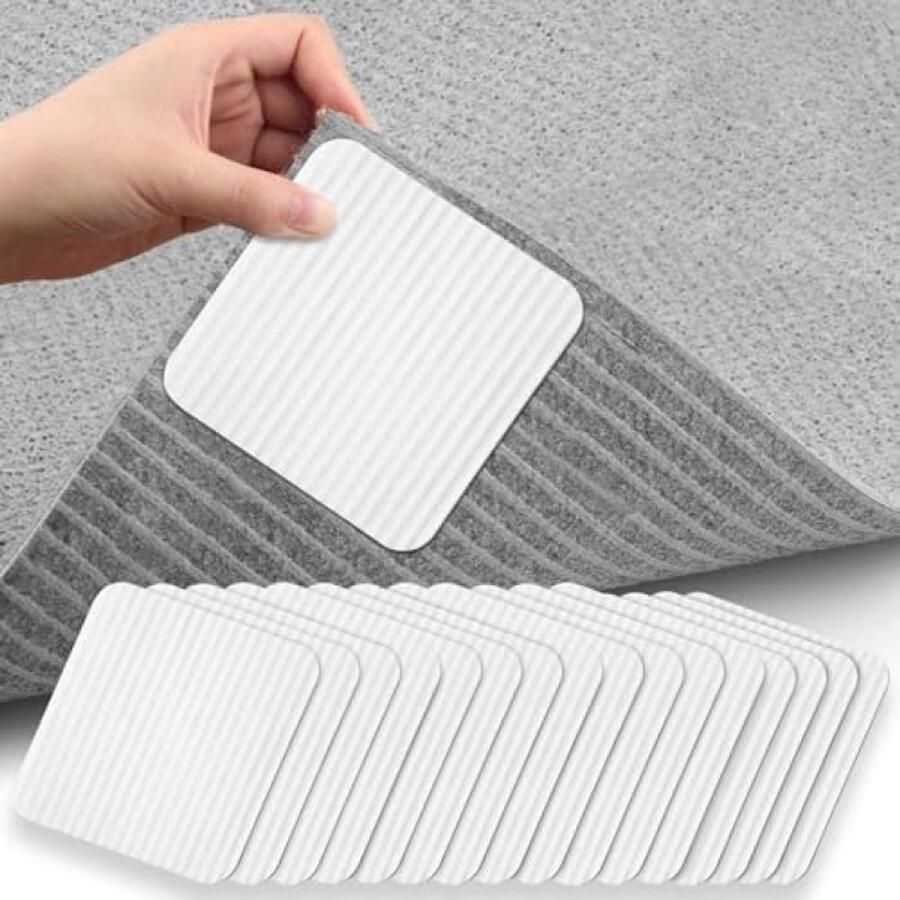 PolkaHome 16 stuks Antislip Tapijt Tegels Vierkante Gripmatten voor Vloerkleden Wasbaar en Herbruikbaar