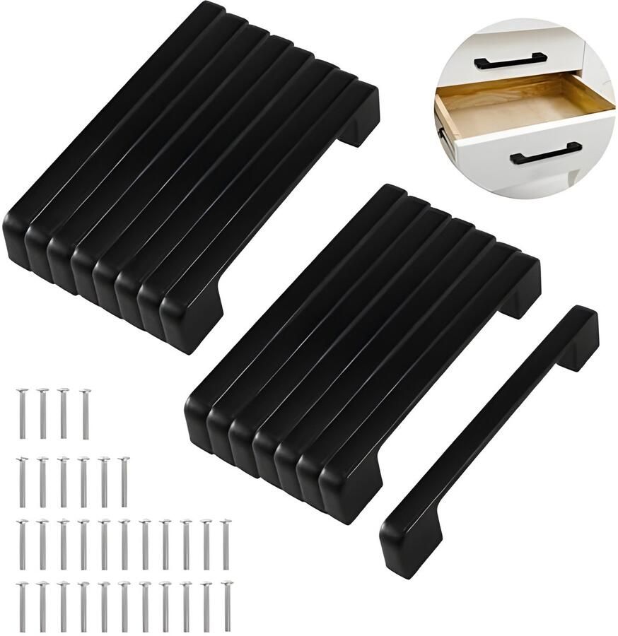PolkaHome 16 stuks zwarte keukengrepen gatafstand 128 mm voor kasten laden en meubels