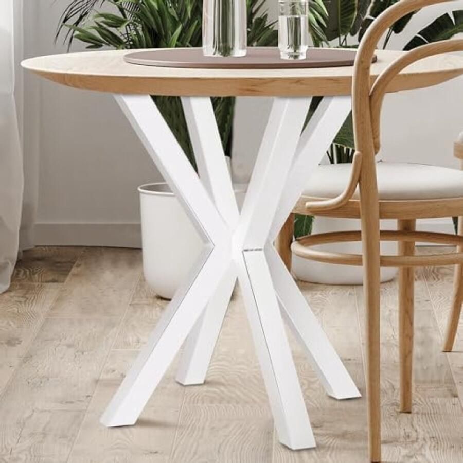 PolkaHome 2 stuks metalen tafelpoten industriële metalen poten tafelframe smeedijzeren tafelpoot voor doe-het-zelf zitbank bureausalontafel wit (X-vorm H: 40 cm en 71 cm)