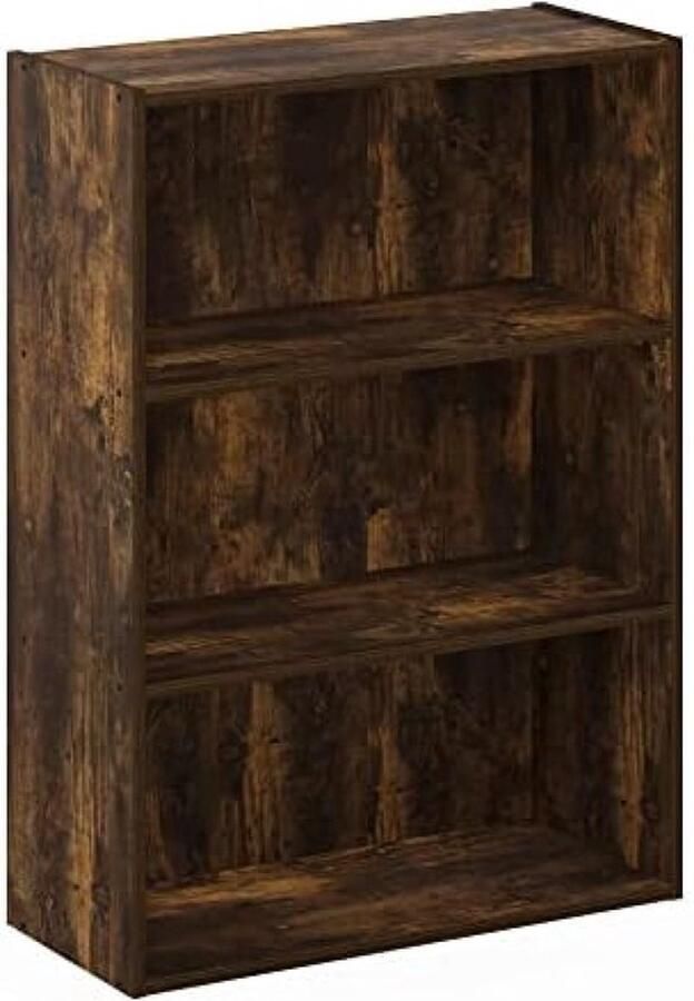 PolkaHome 3-laags Open Boekenkast Boekenplank Opbergplanken Duurzaam Composiet Hout 119 9 x 49 8 x 40 1 cm