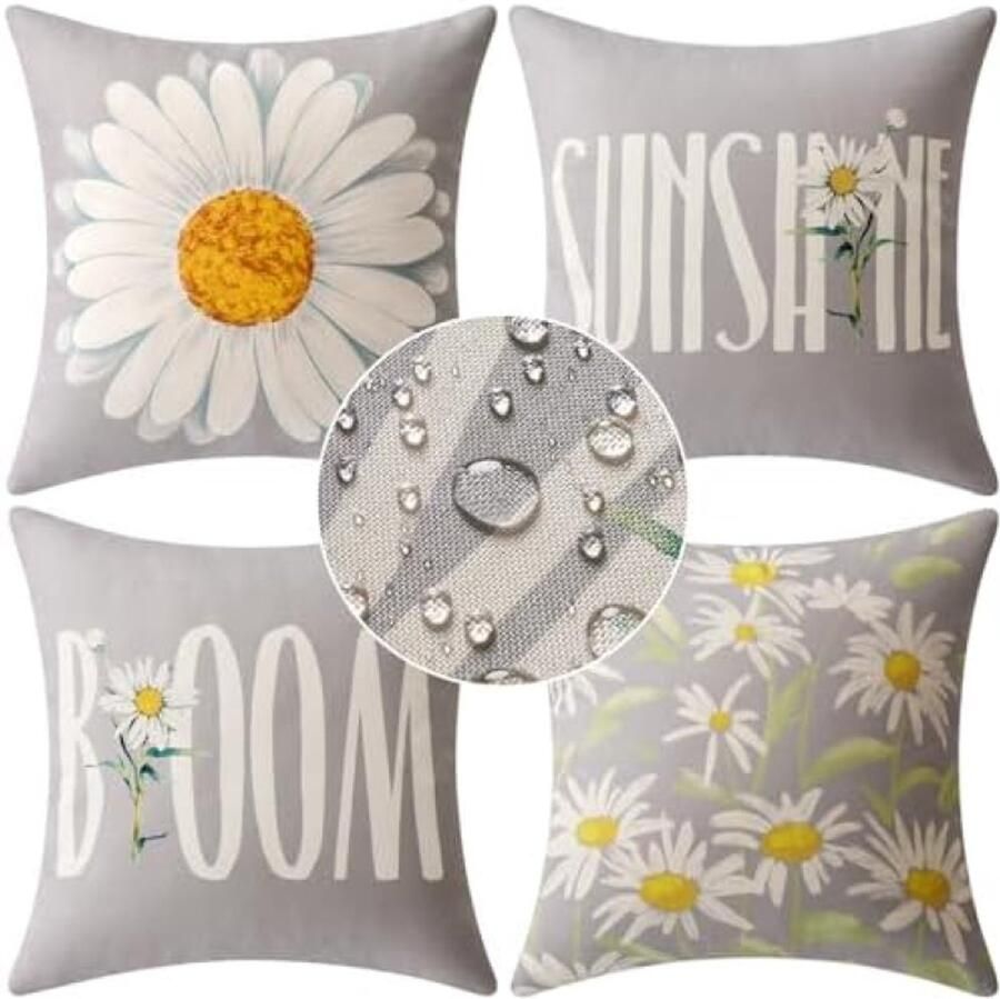 ST TRADING 4 stuks kussenslopen voor buiten waterdichte kussensloop voor thuis tent park bed bank stoel slaapkamer decoratief balkon 40 x 40 cm grijs