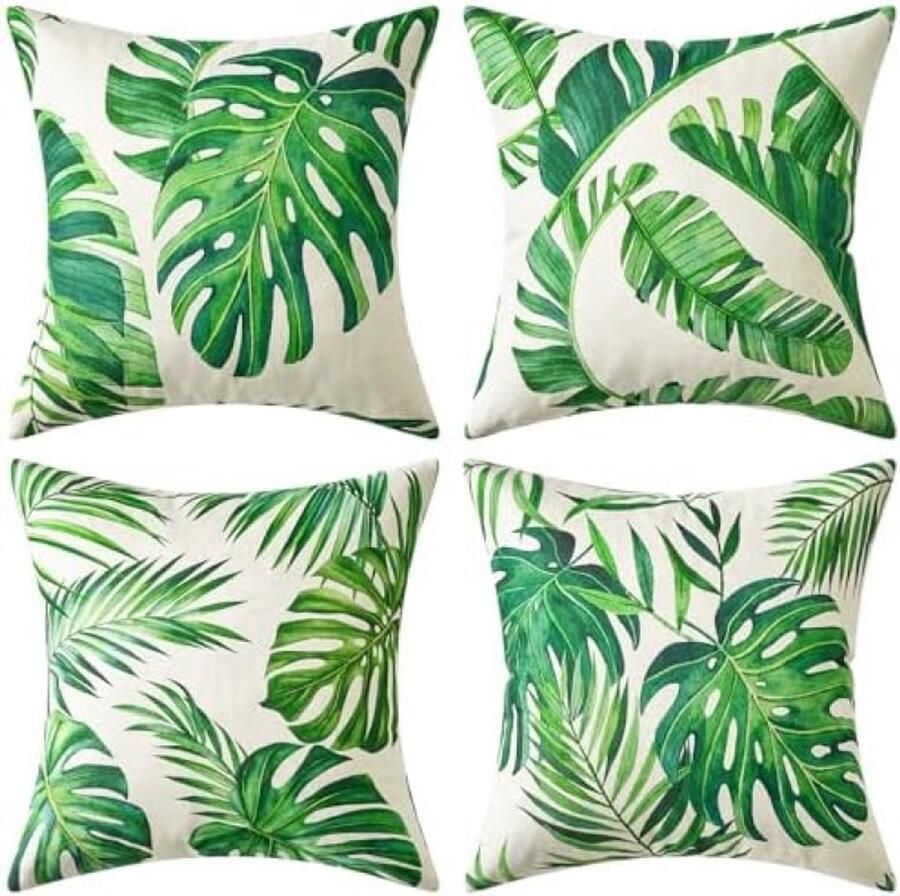 ST TRADING 4 waterdichte kussenslopen voor buiten woonkamer bed stoel kamer balkon kantoor slaapkamer 40 x 40 cm Set van 4