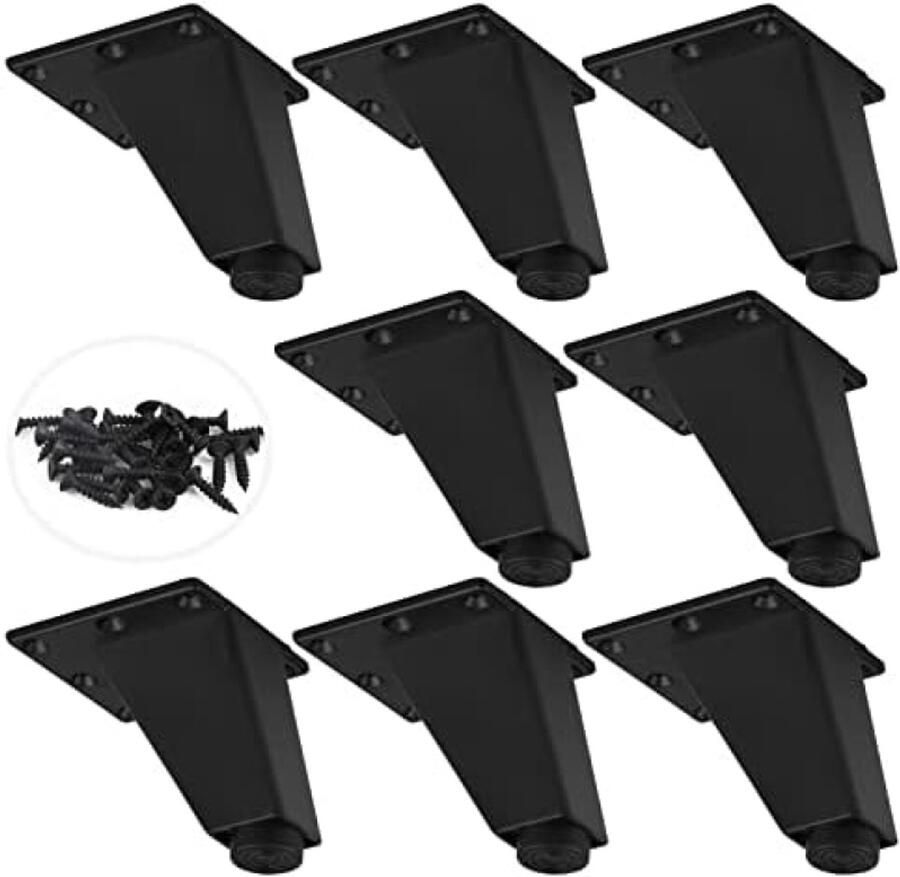 PolkaHome 8 meubelpoten zwart driehoekige meubelpoten 8 cm bankpoten kasten meubelpoten keuken voeten ontbijt bar bureau tafelpoten voor kast bank tafel bed woonkamer keuken