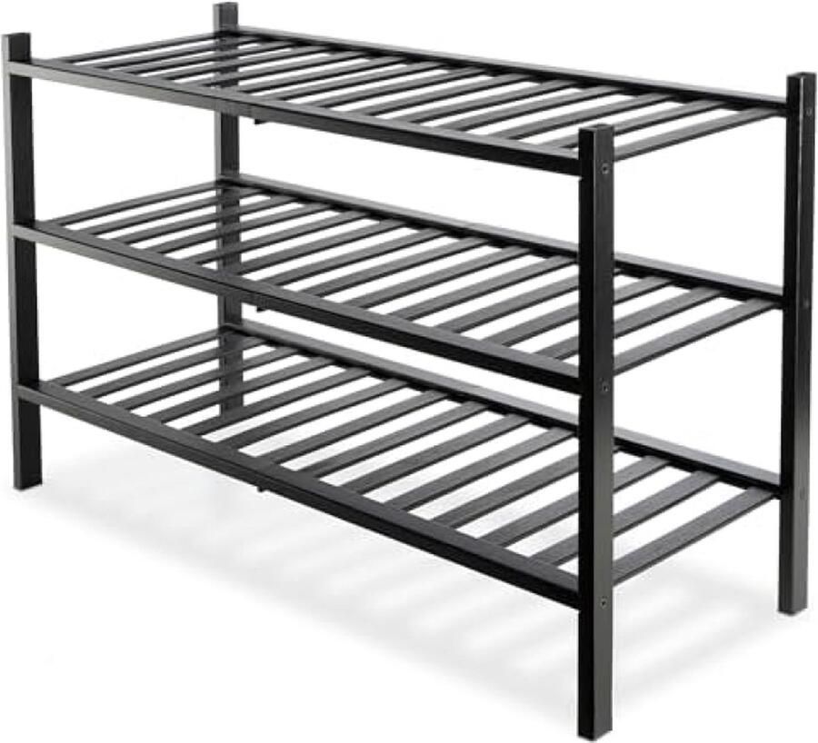 PolkaHome Bamboe Schoenenrek 2 Niveau schoenenkast 68 x 28 x 46 cm Schoenenkast Schoenenstandaard ideaal voor Hal Woonkamer en Gang