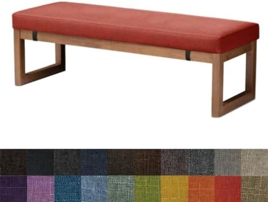 PolkaHome Bankkussen Zitkussen Comfortabel Linnen Kussen met Schuimvulling voor Bank Keukenbank Tuinbank Afmetingen 90x40x5 cm Crimson Rood