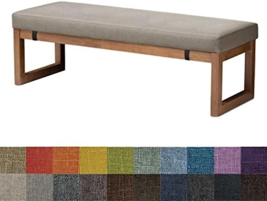 PolkaHome Bankkussen Zitkussen Comfortabel Linnen Kussen voor Bank Keukenbank Tuinbank Eetbank en Vensterbank Antislip en Ergonomisch 150x35x5 cm Rijstkoffie Kleur