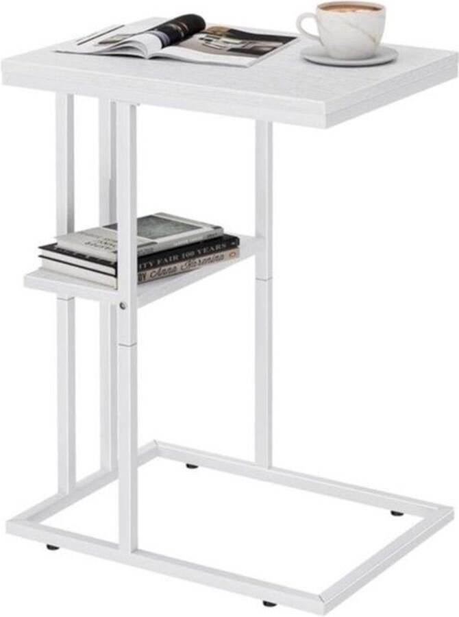 PolkaHome Bijzettafel C-vorm bank bijzettafels koffietafel kleine tafel sofa tafel bijzettafels bed zijtafel bijzettafels bank salontafel kleine laptoptafels sofatafel houtachtig wit