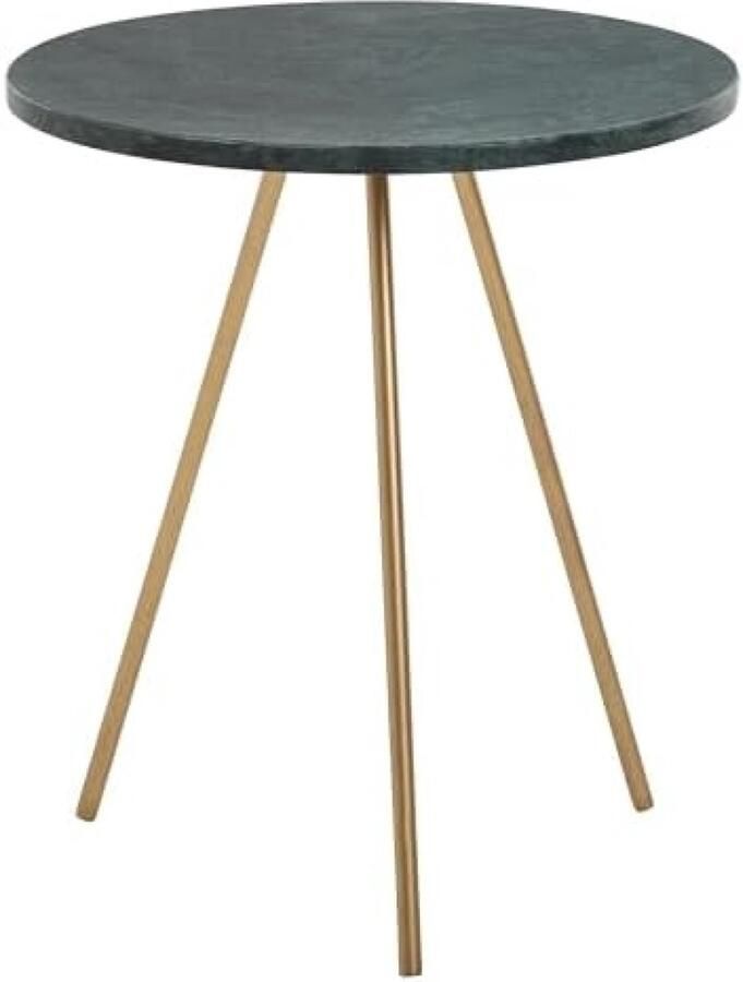 PolkaHome Bijzettafel Echt Marmer Groen en Metaal 38x38x44 cm Moderne Tafel Woonkamer Ronde Kleine ronde Salontafel Woonkamertafel Hoog