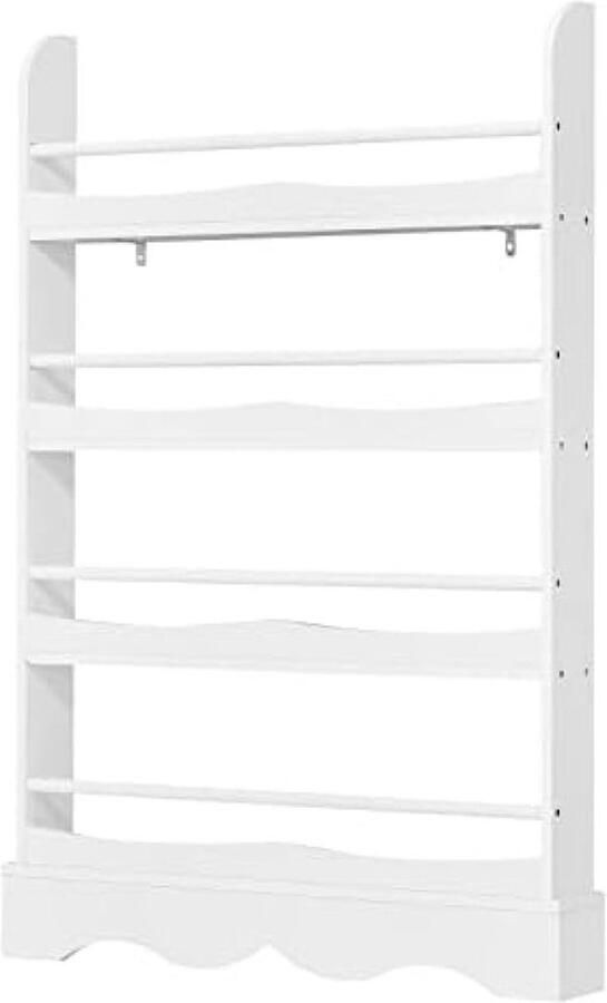PolkaHome Boekenkast voor kinderen met 4 niveaus opbergrek voor boeken en speelgoed kinderkamerrek kleuterschoolrek wit van MDF-hout 80 x 12 x 118 cm