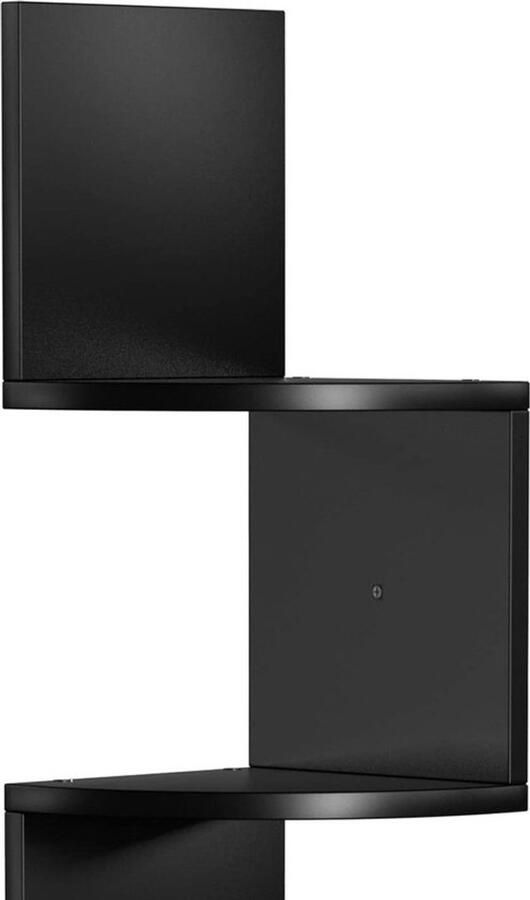 Rootz Living Rootz Bookshelf Wall Mounted Corner Shelf Floating Shelf Zwart Walnut Engineered Wood 20 x 20 x 127 5 cm