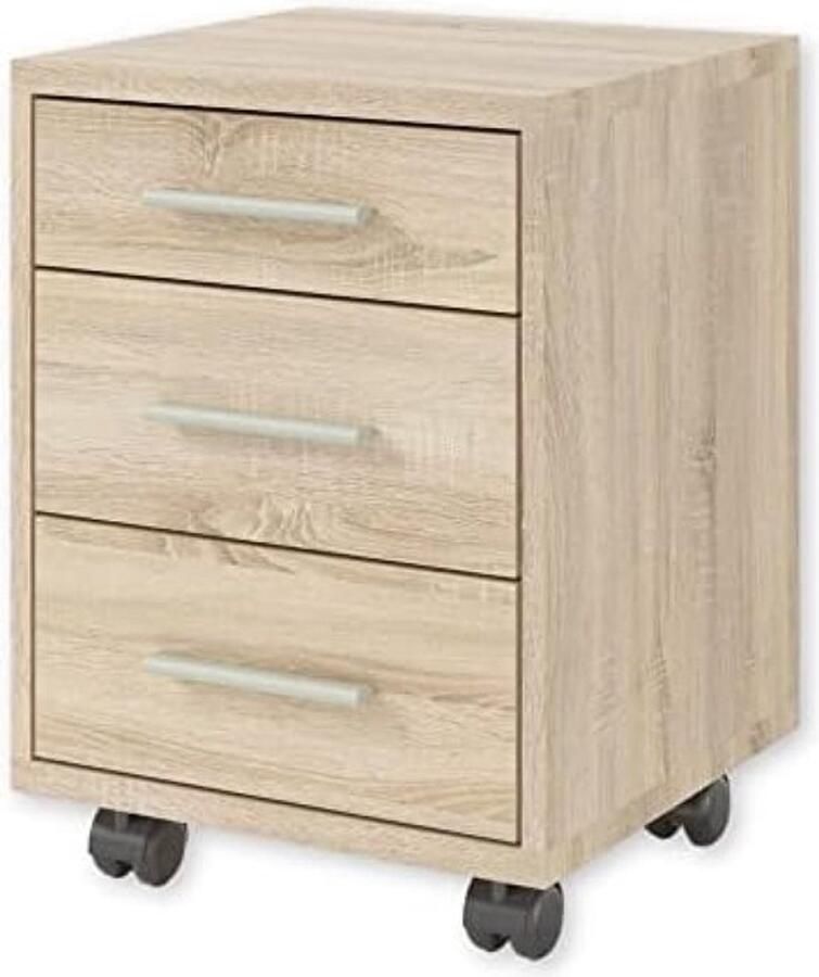 PolkaHome Bureau Rolcontainer in Eiken Sonoma Look Mobiele Kantoorkast met Laden Modern Kantoormeubel Set