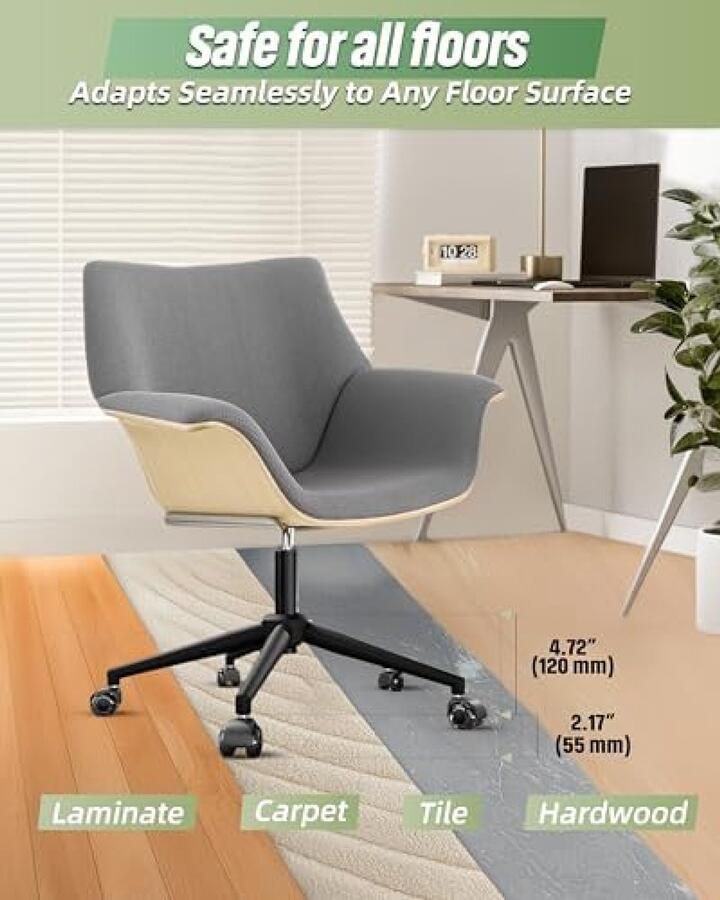 PolkaHome Bureaustoel Basis Set met Vloerbeschermende Wieltjes