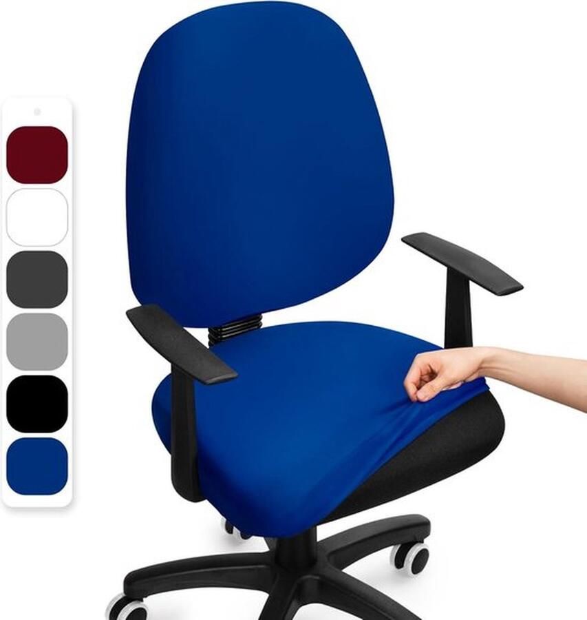 PolkaHome Bureaustoelhoes Elastische Split Stoelhoes Bureaustoel Universele Computer Stoel Cover Verwijderbaar en Wasbare Stoelhoezen voor Computer Bureaustoel (Geen Stoel Blauw 2 Stuks)