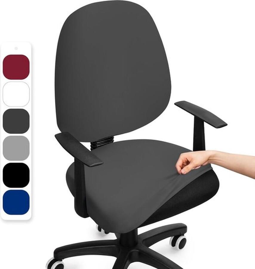 PolkaHome Bureaustoelhoes Elastische Split Stoelhoes Bureaustoel Universele Computer Stoel Cover Verwijderbaar en Wasbare Stoelhoezen voor Computer Bureaustoel (Geen Stoel Grijs 2 Stuks)