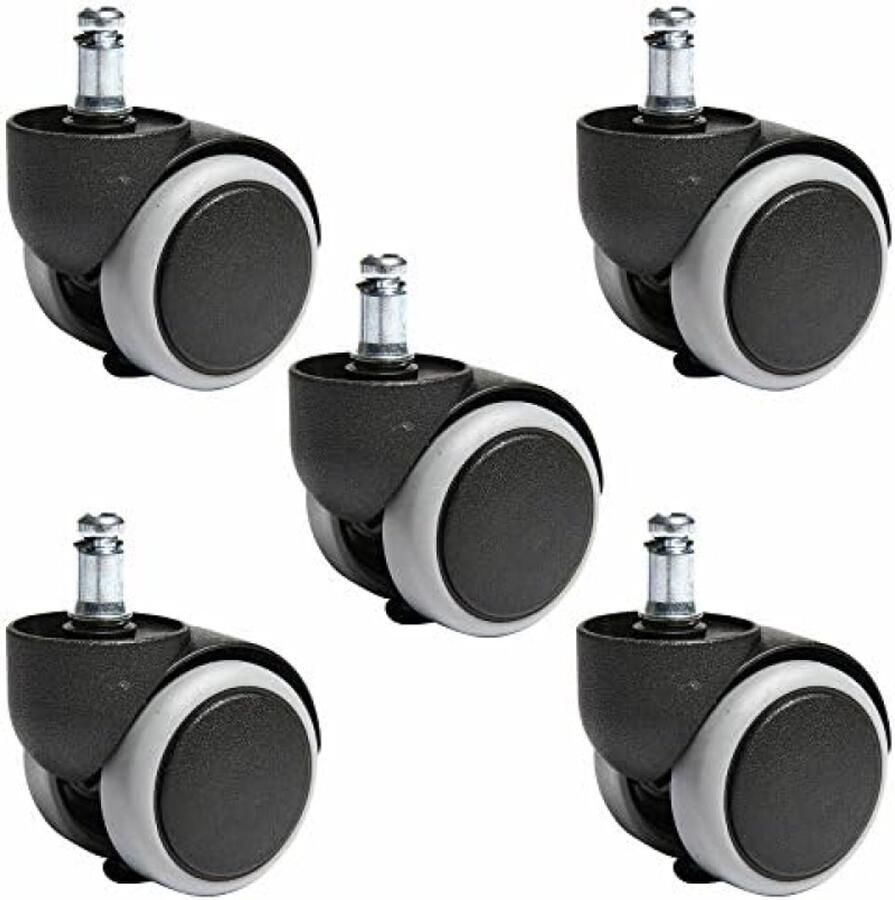 PolkaHome Bureaustoelwielen voor harde vloeren Set van 5 stuks met remsysteem