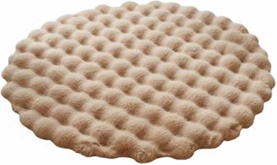 PolkaHome Cirkel Rond Vloerkleed Ø90 cm Superzacht Modern Vloerkleed Hoogpolig Fluffy Tapijt Antislip Carpet voor Woonkamer Kinderkamer & Slaapkamer (bruin)