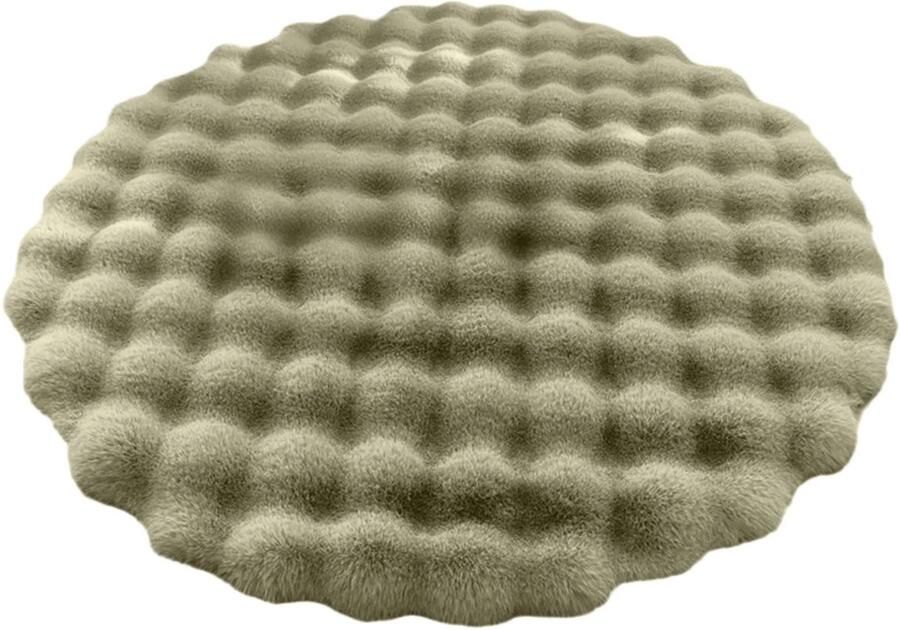 PolkaHome Cirkel Rond Vloerkleed Ø90 cm Superzacht Modern Vloerkleed Hoogpolig Fluffy Tapijt Antislip Carpet voor Woonkamer Kinderkamer & Slaapkamer (groen)