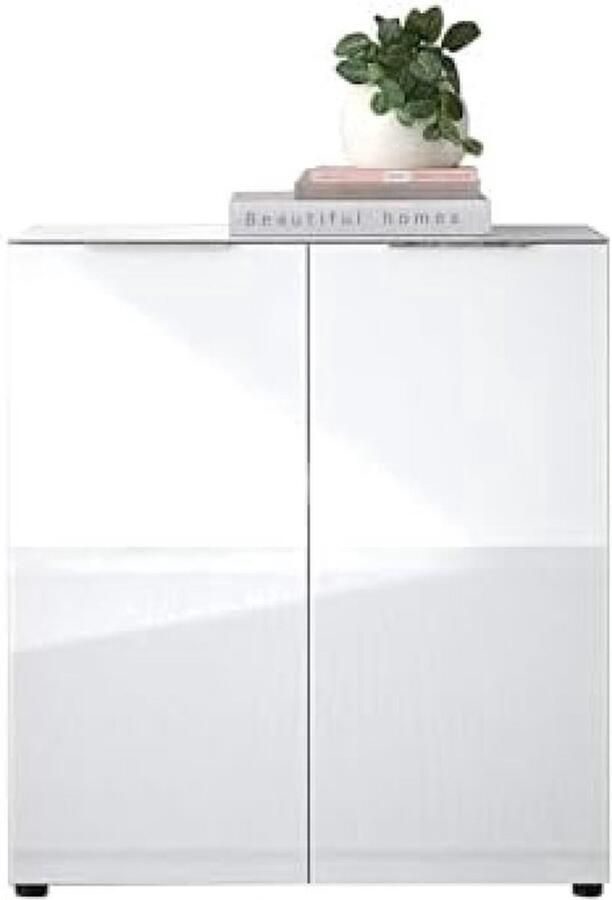 PolkaHome Commode SANTORIN met glazen front 90 x 99 x 40 cm (B H D) houtmateriaal