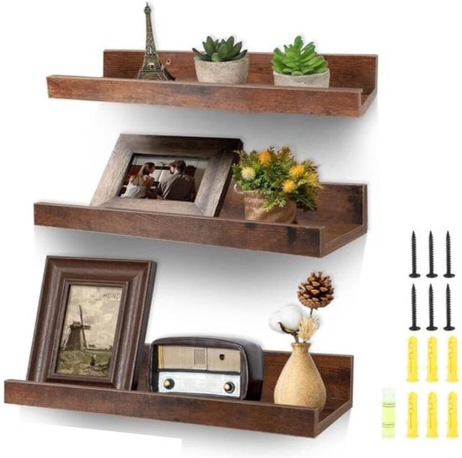 PolkaHome Decoratieve Zwevende Wandplanken Set van 3 voor Elke Kamer