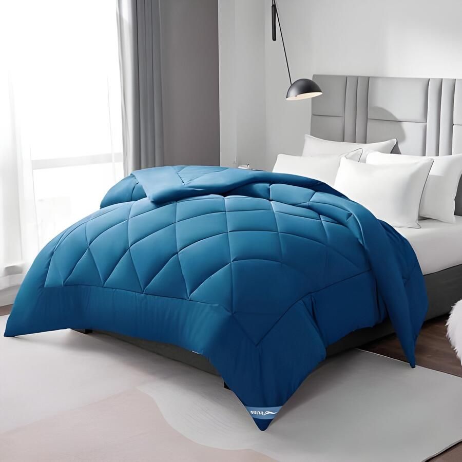 PolkaHome Dekbed voor tweepersoonsbed 4 seizoenen 240 x 260 cm synthetische microvezel turquoise