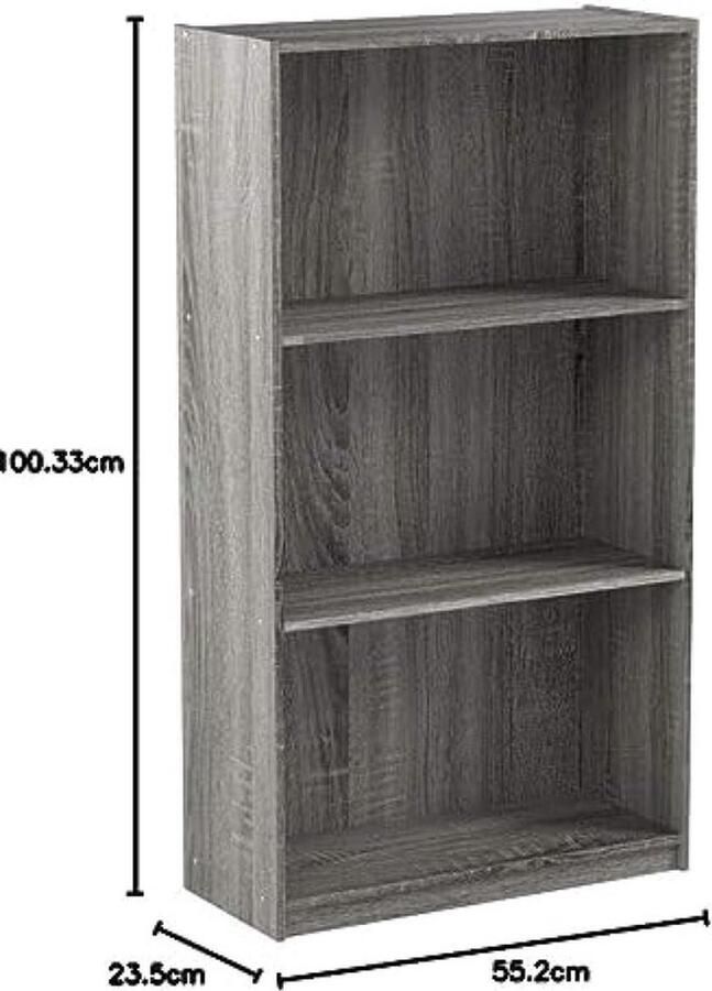 PolkaHome Eenvoudige 3-traps boekenkast opbergrekken Frans eiken