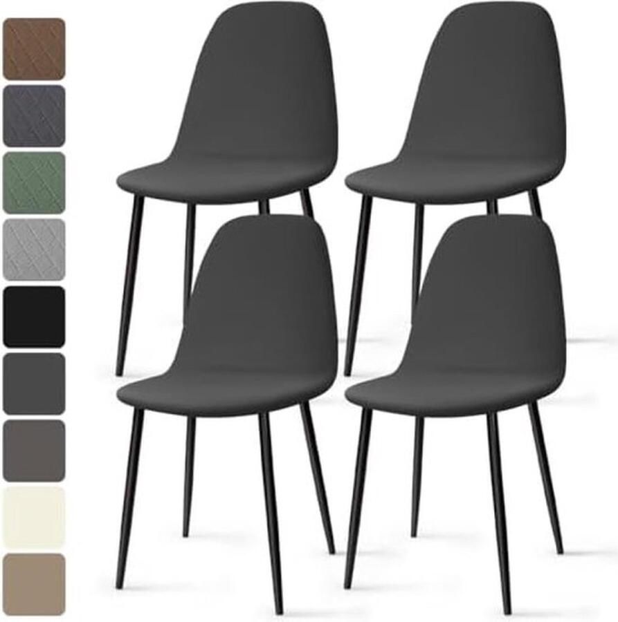 PolkaHome Elastische Stoelhoezen 4 Stuks Spandex Eetstoelhoezen Stretch Stoelhoes Afneembare Wasbare Stoelbekleding met Rugleuning voor Thuis Hotel Restaurant Feest (Donkergrijs 4 Stuks)-KC - Foto 2