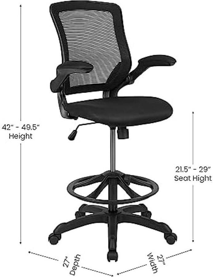 PolkaHome Ergonomische bureaustoel met middelhoge rugleuning en verstelbare voetring