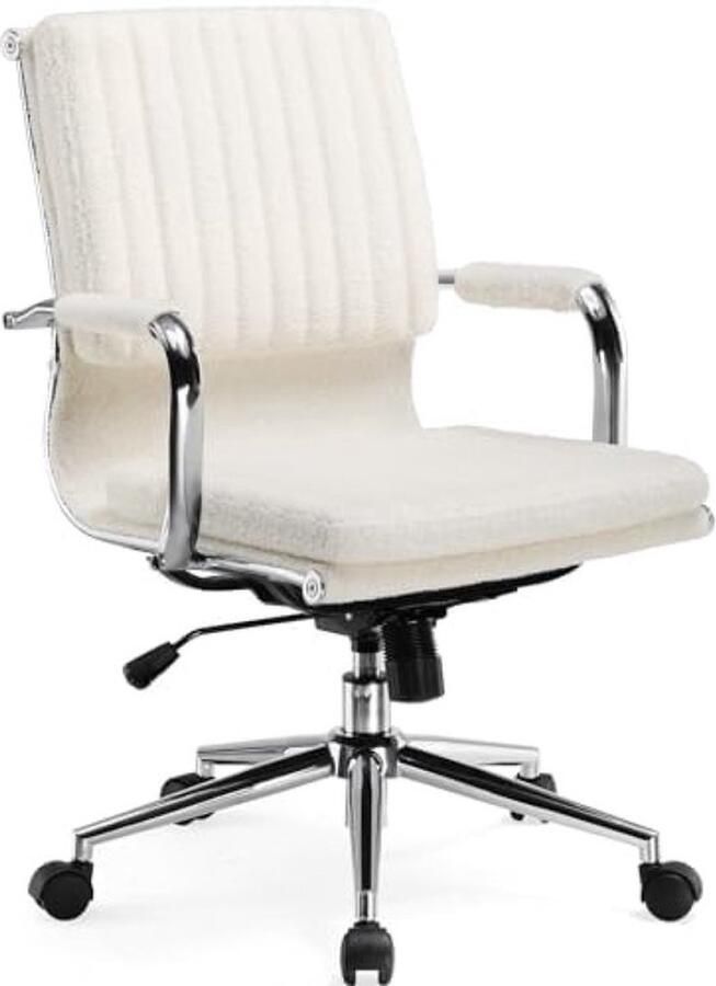 PolkaHome Ergonomische Bureaustoel van Imitatiebont Make-uptafel Stoel