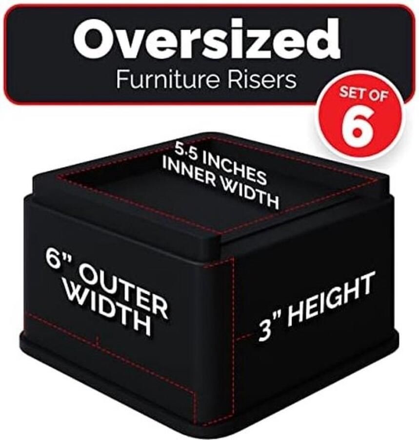 PolkaHome Extra grote bedverhogers vierkant 7 5 cm lift heavy duty 6 stuks tot 6000 lbs