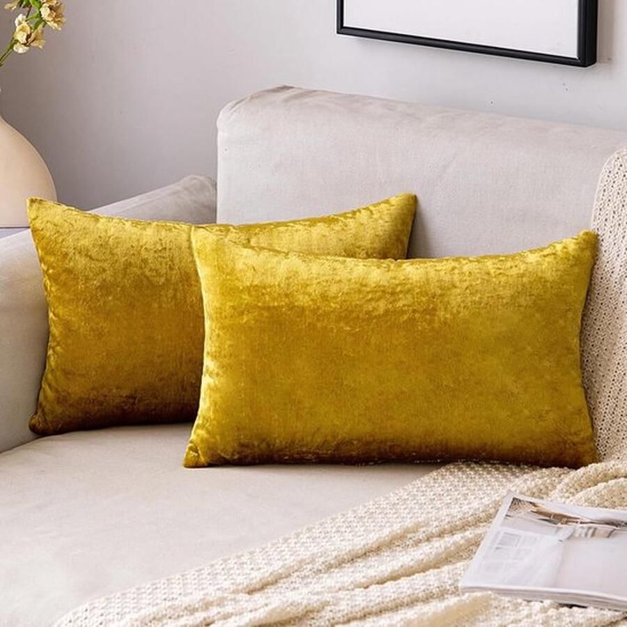 PolkaHome Fluweelzachte kussenhoes voor sierkussens bankkussens lendenkussen kussenhoes met verborgen ritssluiting slaapkamer bank set van 2 stuks