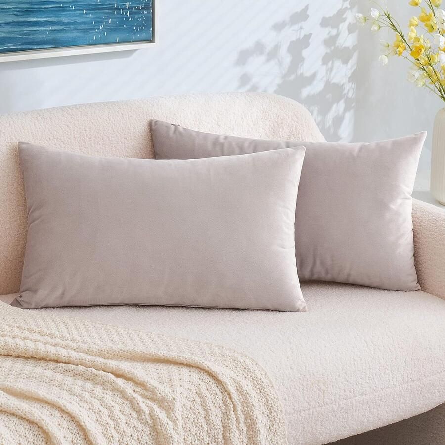 PolkaHome Fluwelen kussenhoes decoratieve kussenhoes voor de bank kussenhoes voor in de rug kussenhoes met verborgen ritssluiting voor de slaapkamer bank set van 2 40 x 60 cm Heart Wood