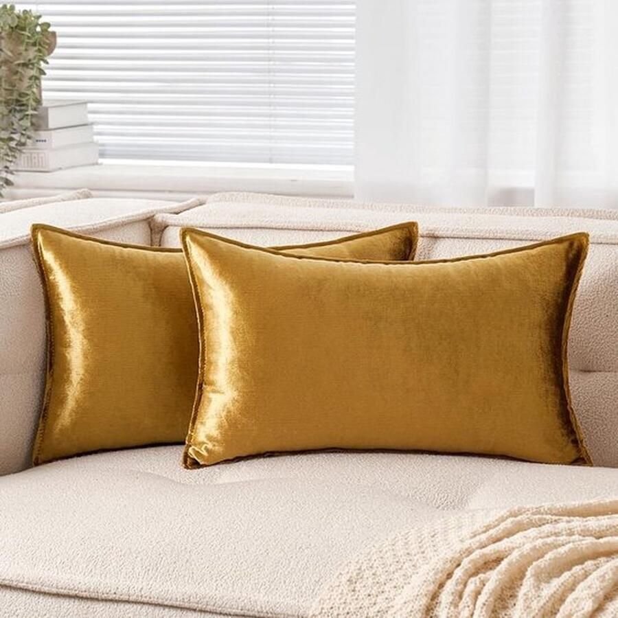 PolkaHome Fluwelen kussensloop 30 x 50 cm decoratieve bankkussens sierkussen omwikkelde rand set van 2 kussenslopen sierkussenhoes voor bank woonkamer slaapkamer