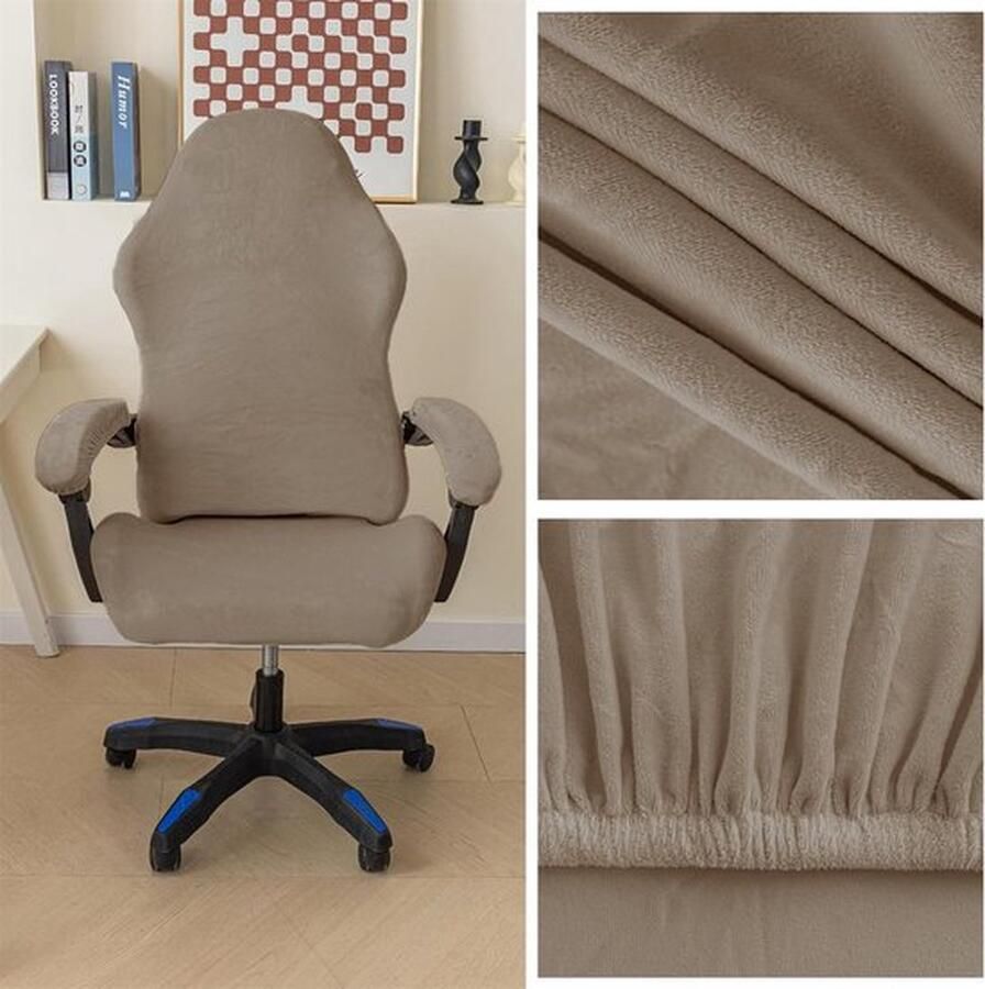 PolkaHome Fluwelen pluche gamingstoelhoezen Gamingstoelhoes 4-delig bureaustoel draaistoelhoes met armleuningen stoelachterkant rekbare stoelhoezen voor computergamingstoel bureaustoel