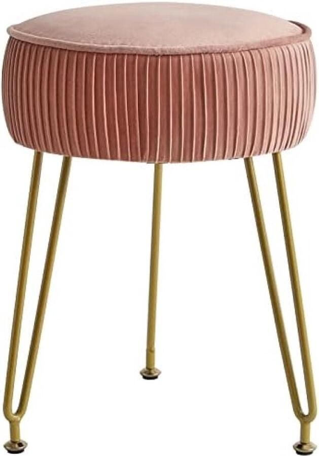 PolkaHome Fluwelen Ronde Make-Upkruk met Gouden Stalen Poten Roze