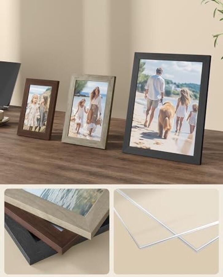 PolkaHome Fotolijstenset van 10 Inclusief 2 lijsten 20x25 cm 4 lijsten 13x18 cm 4 lijsten 10x15 cm Roodbruin Muur of Tafel Ideaal voor Woonkamer Slaapkamer of Kantoor