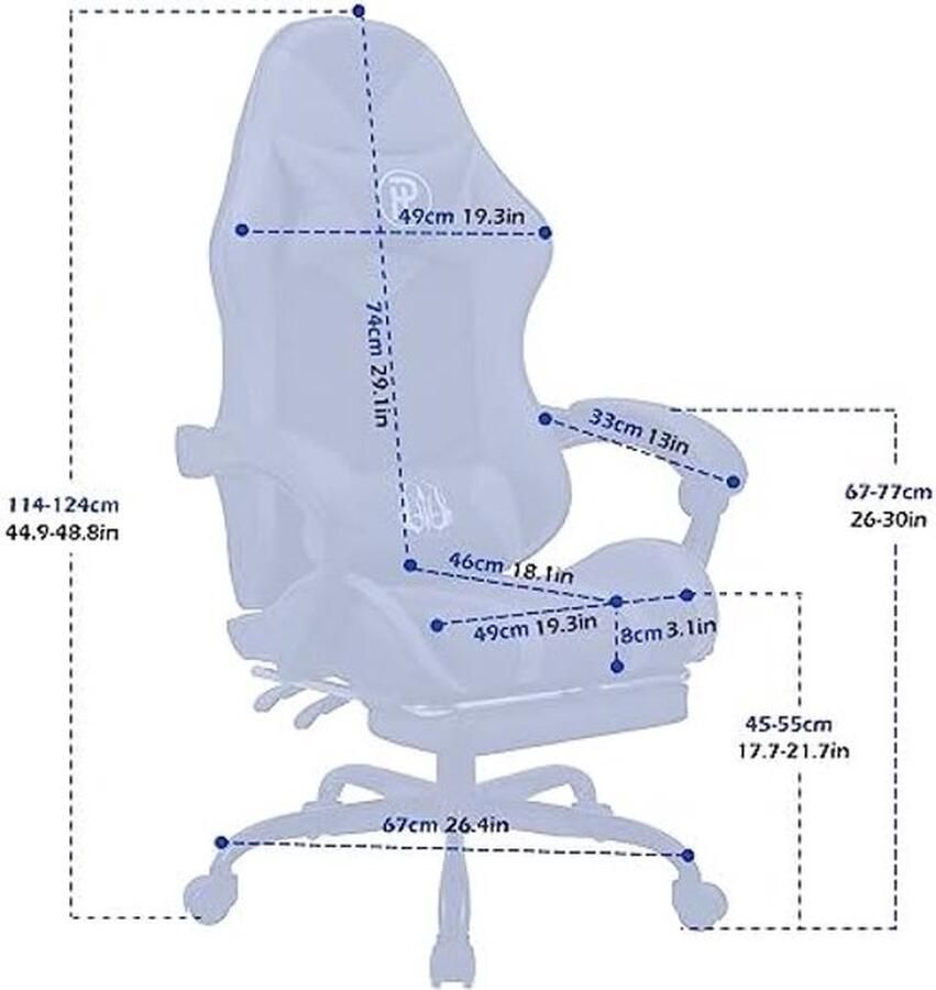 PolkaHome Gaming stoel Bureaustoel Draaistoel met Ergonomisch Ontwerp Grijs