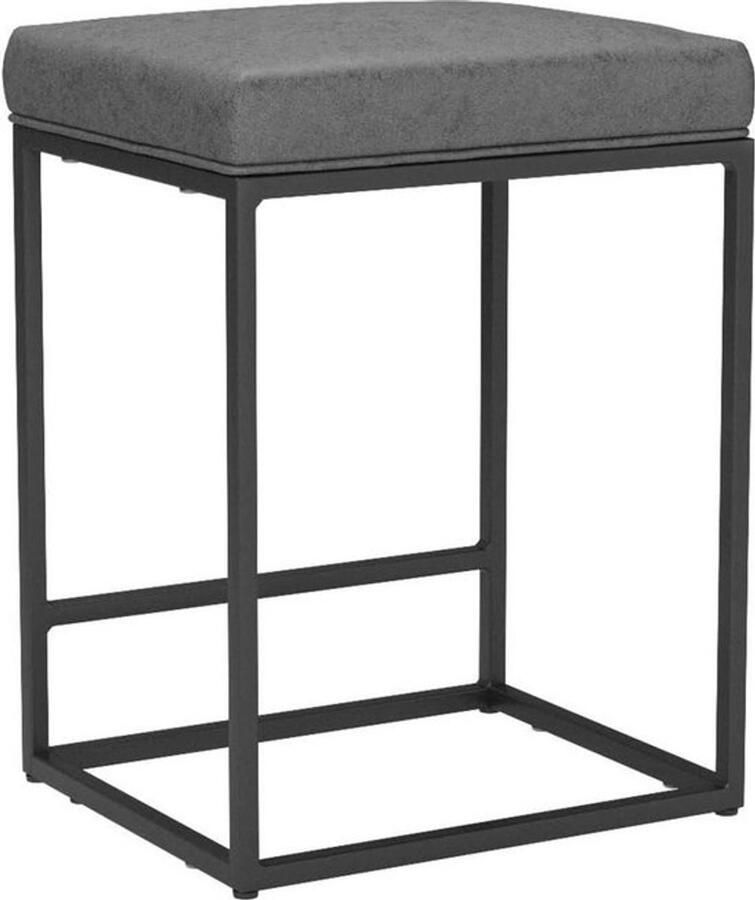 PolkaHome Grijze Barkruk met Voetsteun Hoogte 24 inch 2 stuks PU Leer