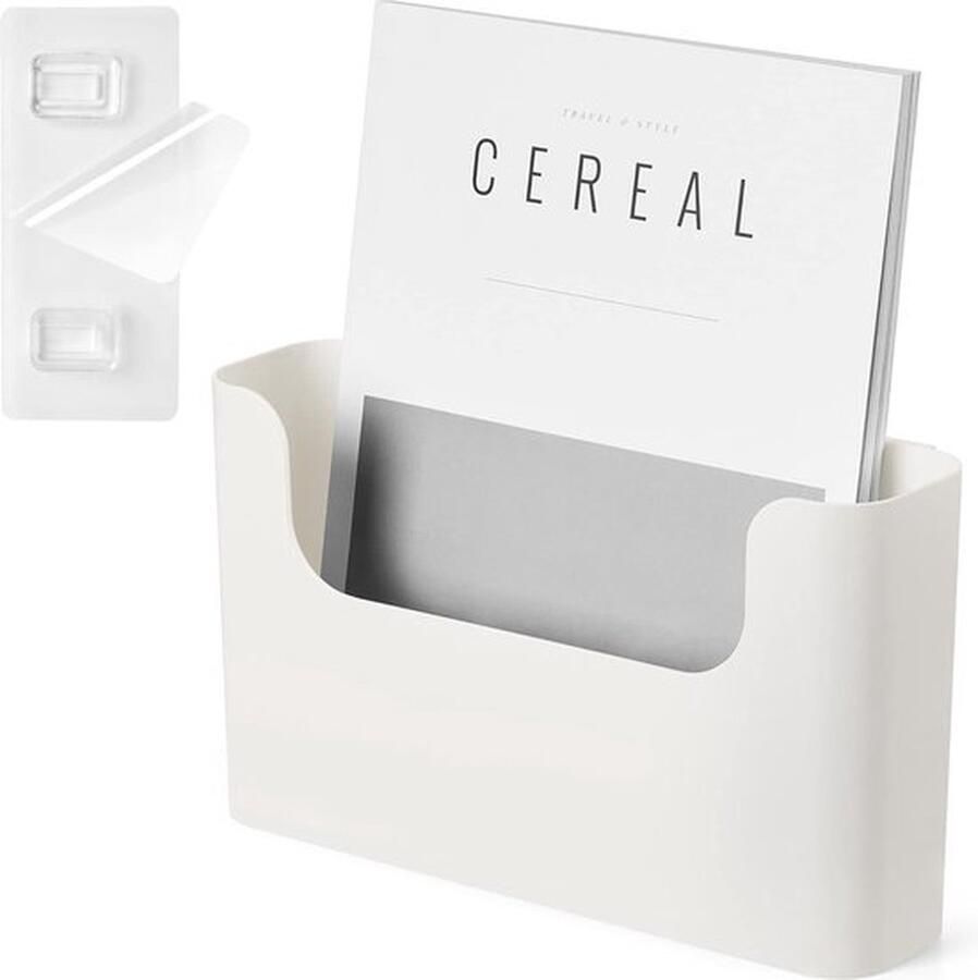 PolkaHome Hangende organizer Papier zonder boor Bestandshouder Wandpost Tijdschriftenorganizer Zelfklevende deurbevestiging bureau- en lade-organizer enkele zak crème