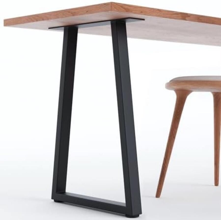 PolkaHome Heavy Duty metalen tafelpoten set van 2 industriële rustieke doe-het-zelf meubels tafelpoten voor salontafel bureau ontbijtbar of bank (H71 x B45 cm Trapezium)