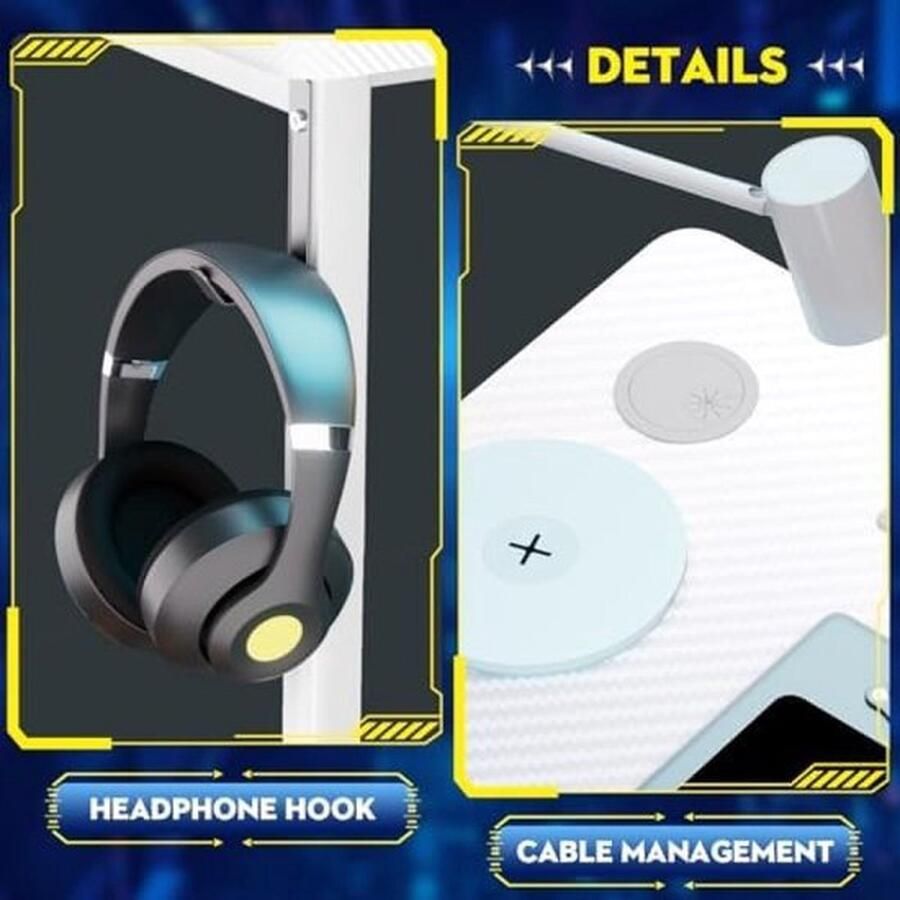 PolkaHome Hoekbureau met USB-oplaadpoort en stopcontact 120 cm L-vorm pc-tafel voor kantoor thuiskantoor wit