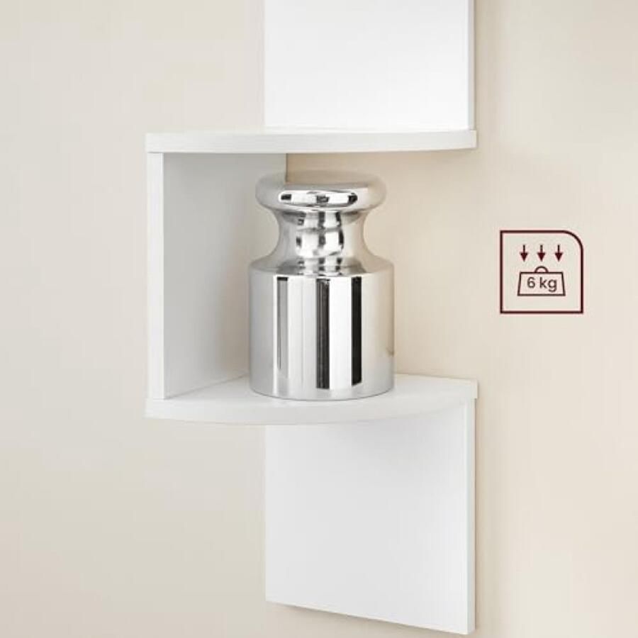 PolkaHome hoekplank wandplank met 5 niveaus zwevende plank voor keuken slaapkamer woonkamer studeerkamer of kantoor Wolk wit 20 x 20 x 127 5 cm