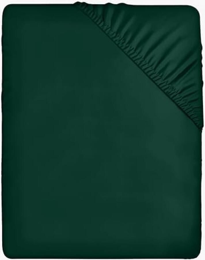 PolkaHome Hoeslaken met hoeken voor Frans eenpersoonsbed geborstelde microvezel elastische hoeken 140 x 200 cm smaragdgroen