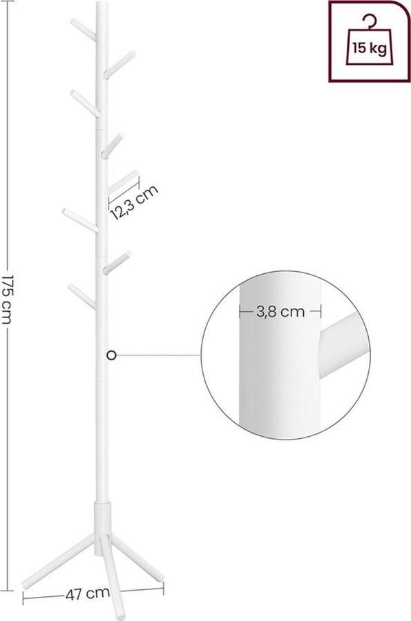 PolkaHome houten boomvormige kapstok voor kleding hoeden tassen voor woonkamer slaapkamer kantoor