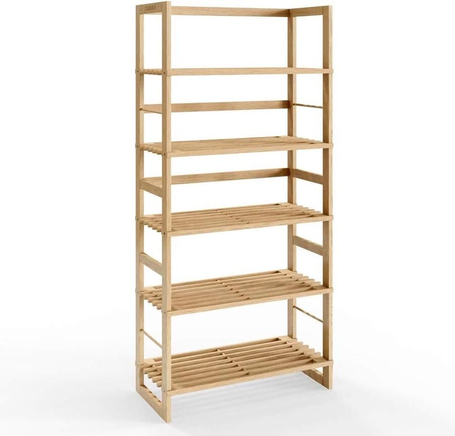 PolkaHome Houten Kast Rek 5 Legplanken Opbergkast Hout Badkamer Kelder Keuken Planken 135 5x58x27 cm