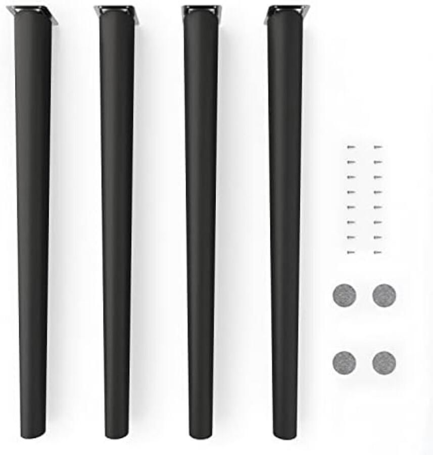 PolkaHome Houten Meubelpoten Clif Round Zwart Mat Hoogte: 71 cm Rond Conisch Massief Beukenhout Voor Stoelen Tafels Kasten en Meer