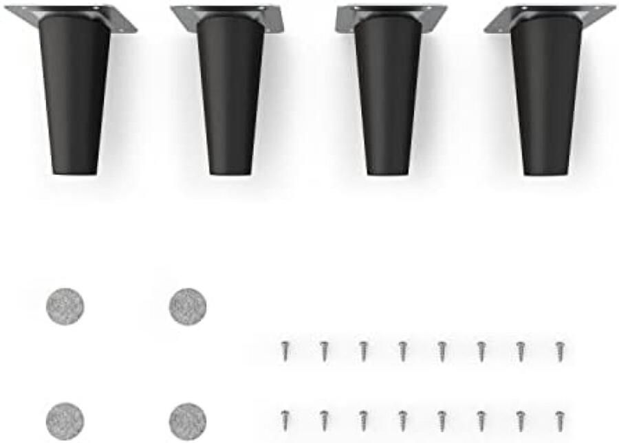 PolkaHome Houten Meubelpoten Ronde Conische Vorm Zwart Mat Hoogte: 10 cm Massief Beukenhout Voor Stoelen Tafels Kasten En Meer