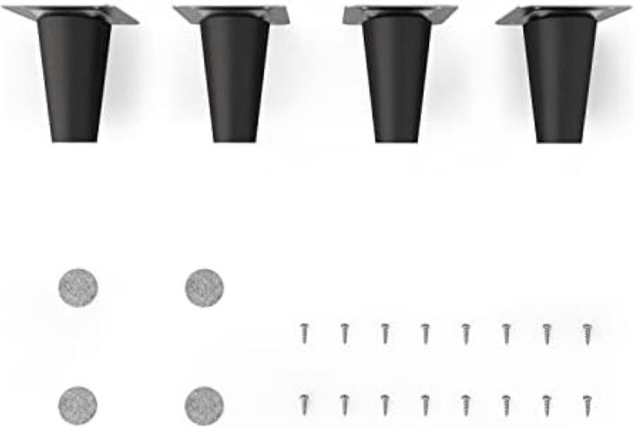 PolkaHome Houten Meubelpoten Ronde Conische Vorm Zwart Mat Hoogte: 8 cm Massief Beukenhout Voor Stoelen Tafels Kasten en Meer