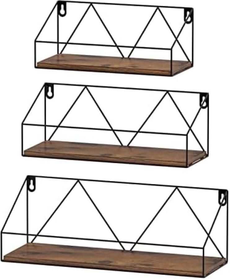 PolkaHome Houten Wandrek met Metalen Houders