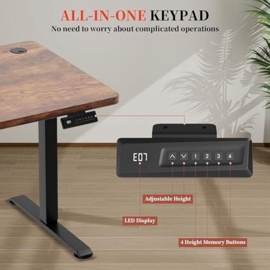 PolkaHome In hoogte verstelbaar bureau 120 x 60 cm complete elektrische computertafel met 4 geheugenfuncties bureautafel staand bureau 71-119 cm