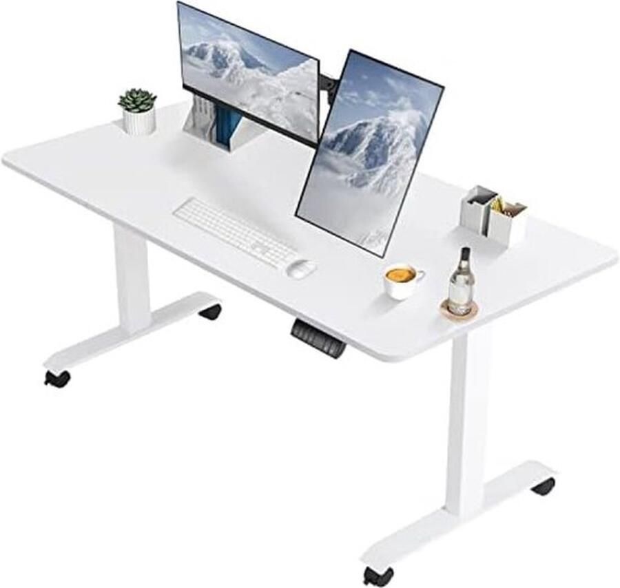 PolkaHome In hoogte verstelbaar elektrisch bureau 160 x 80 cm met vierdelig tafelblad